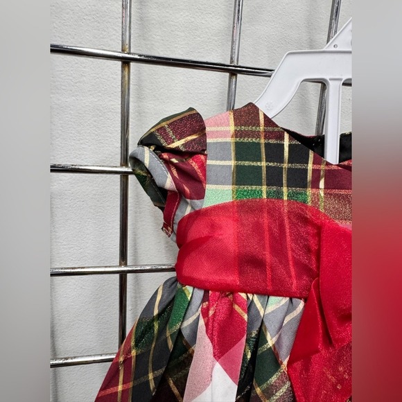 Bonnie Baby Girl Size 3-6 Mths Red/Multi Plaid NWT 2 Pc Christmas Dressy Dress - Picture 2 of 5